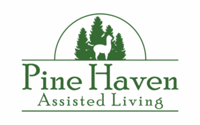 Pine Haven Assisted Living logo featuring stylized trees and the brand name prominently displayed.