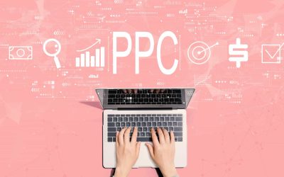 Hands Typing On A Laptop Over A Pink Background That Says PPC