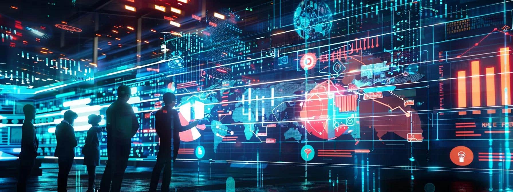 a dynamic office scene featuring a diverse team brainstorming over a digital display of analytics and seo strategies, with vibrant graphs and charts showcasing effective link building techniques for major brands.
