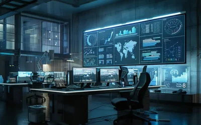 A Sleek, Modern Office Workspace Features A Large Computer Monitor Displaying Dynamic Website Performance Analytics, With A Focused Professional Analyzing Data Amidst A Backdrop Of Organized Tech Tools And A Minimalist Aesthetic.
