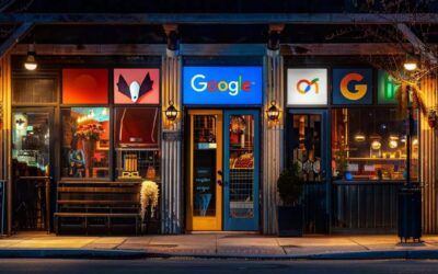 A Vibrant Local Storefront Proudly Displays A Google My Business Profile Sign, Illuminated By The Golden Glow Of Sunset, Emphasizing The Importance Of Digital Presence For Businesses.