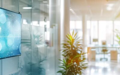 a sleek, modern office workspace showcases a computer screen displaying a vibrant, user-friendly custom healthcare website, surrounded by professional decor and technology, emphasizing innovation in digital health solutions.