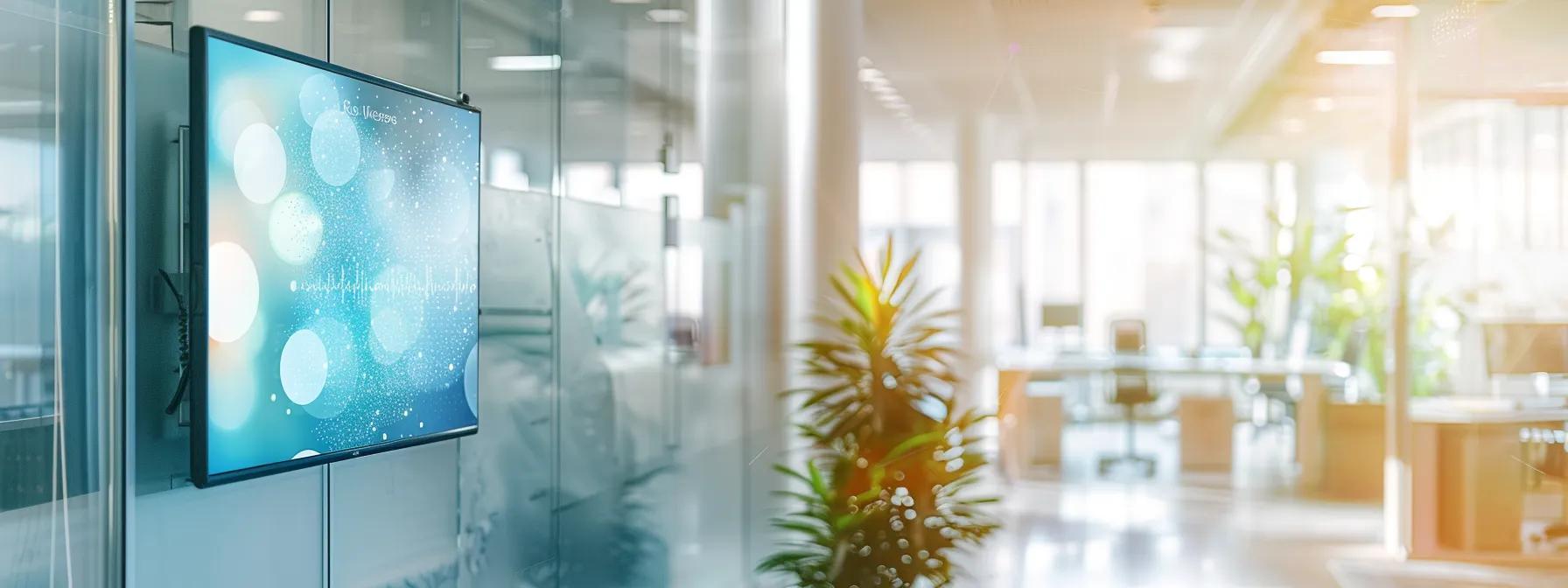 a sleek, modern office workspace showcases a computer screen displaying a vibrant, user-friendly custom healthcare website, surrounded by professional decor and technology, emphasizing innovation in digital health solutions.